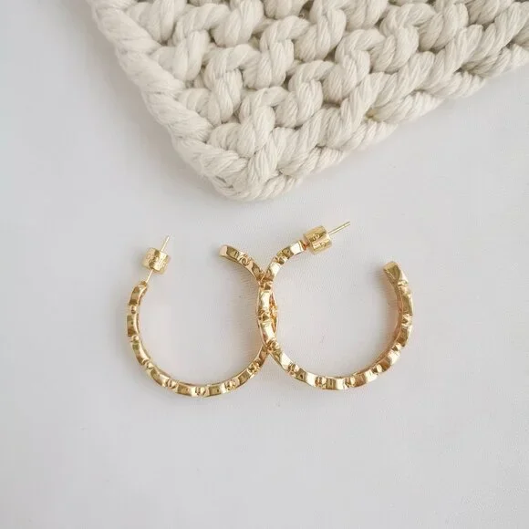 Authentic Alicia Bonnie Abbie Gold Magenta Pink Hoop Earrings - Picture 3 of 3